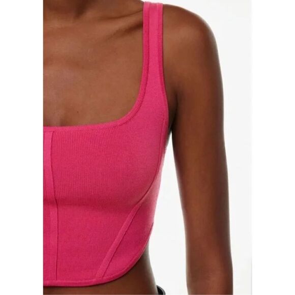 Aritzia Babaton Sculpt Knit Bustier Tank In Fuchsia/Pink - Picture 5 of 11